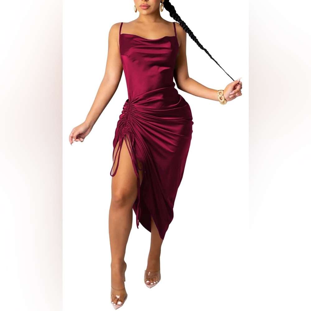 Satin Burgundy Dress